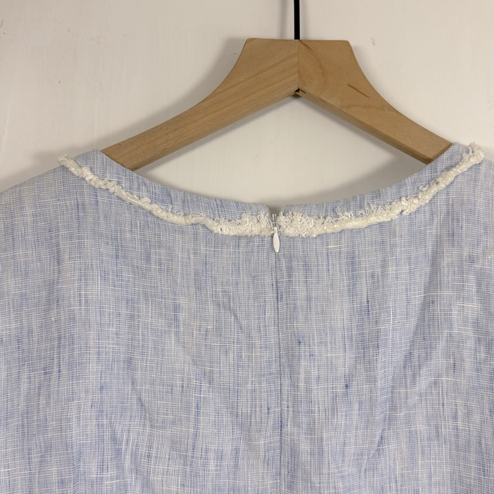 French Curve Linen Blue Dress Size L - Picture 4 of 6